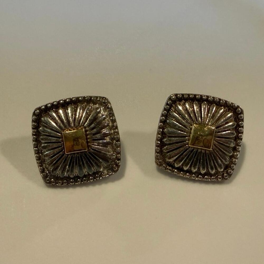 Vintage Avon Signed Silver and Gold-tone Stud Earrings
